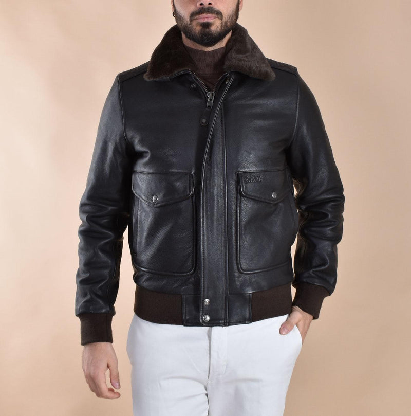 Giubbotto Schott bomber pelle moro pelliccia LC533101 Schott