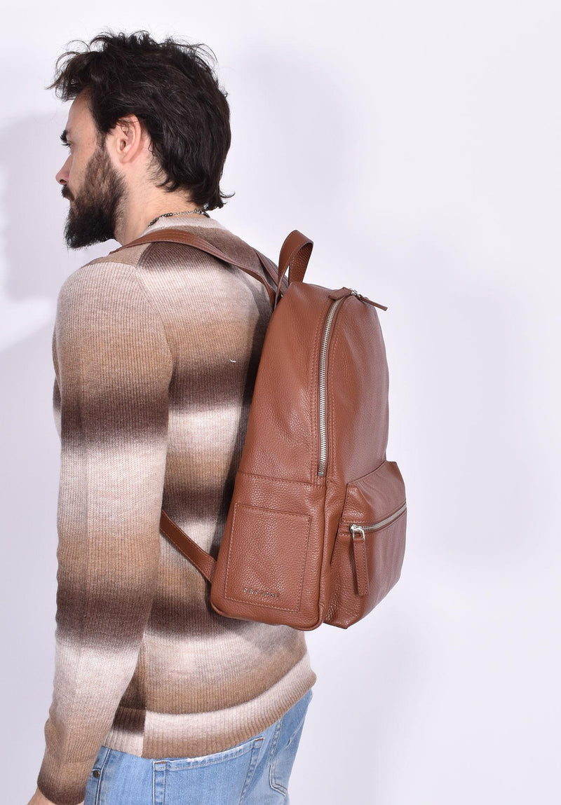 Borsa zaino Orciani micron deep pelle marrone sigaro 