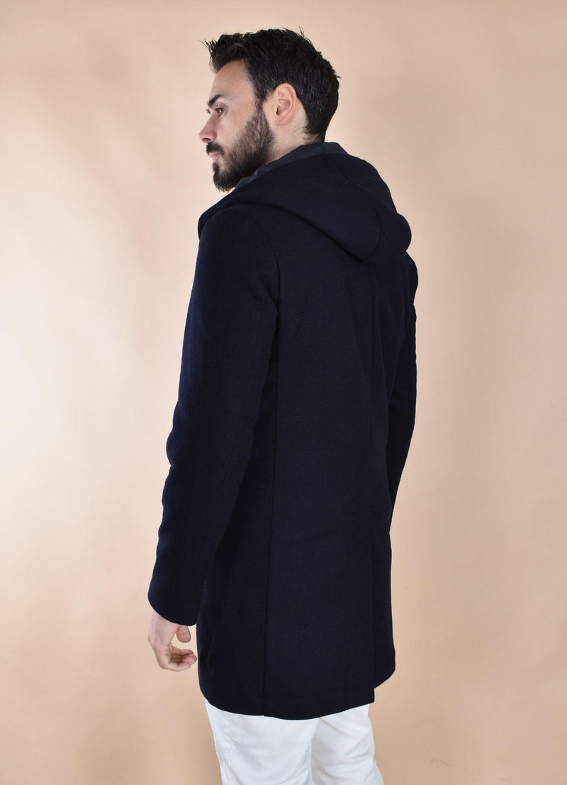 Cappotto RPL blu cappuccio monopetto C801 RPL