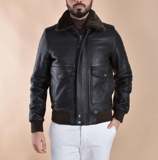 Giubbotto Schott bomber pelle moro pelliccia LC533101 Schott